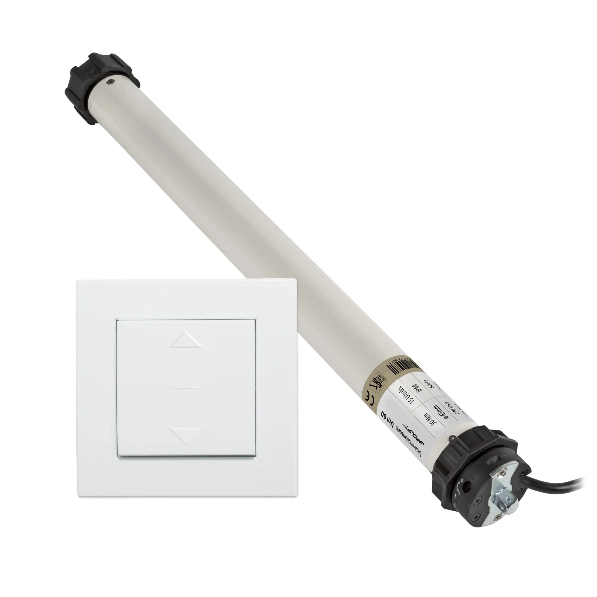 Rollladenmotor Universal | UNI60 (30 Nm / SW60) + Design Wippschalter
