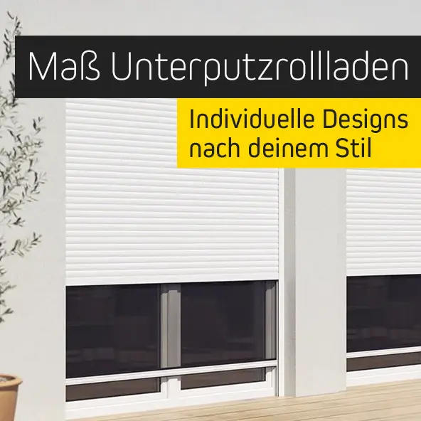 Maßgefertigte Unterputzrollläden an Fenstern, individuelle Designs möglich