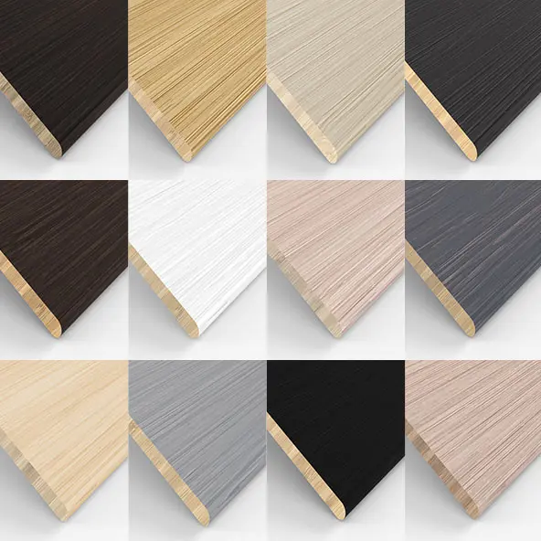 Verschiedene Holzjalousien-Designs in einer Rasteranordnung, möglicherweise aus Bambusmaterial