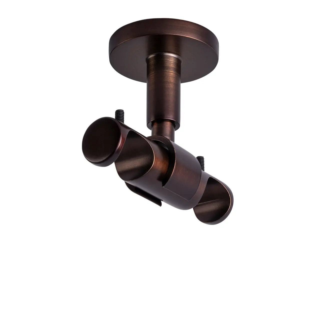 Deckenhalter für Gardinenstange mit Innenlauf, zylindrische Form, Befestigungselemente sichtbar