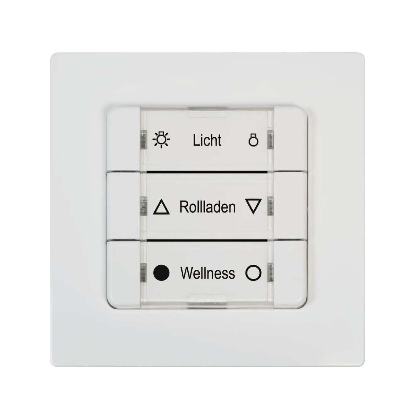 Smart Wandtaster mit drei Tasten für Licht, Rollladen und Wellness-Steuerung