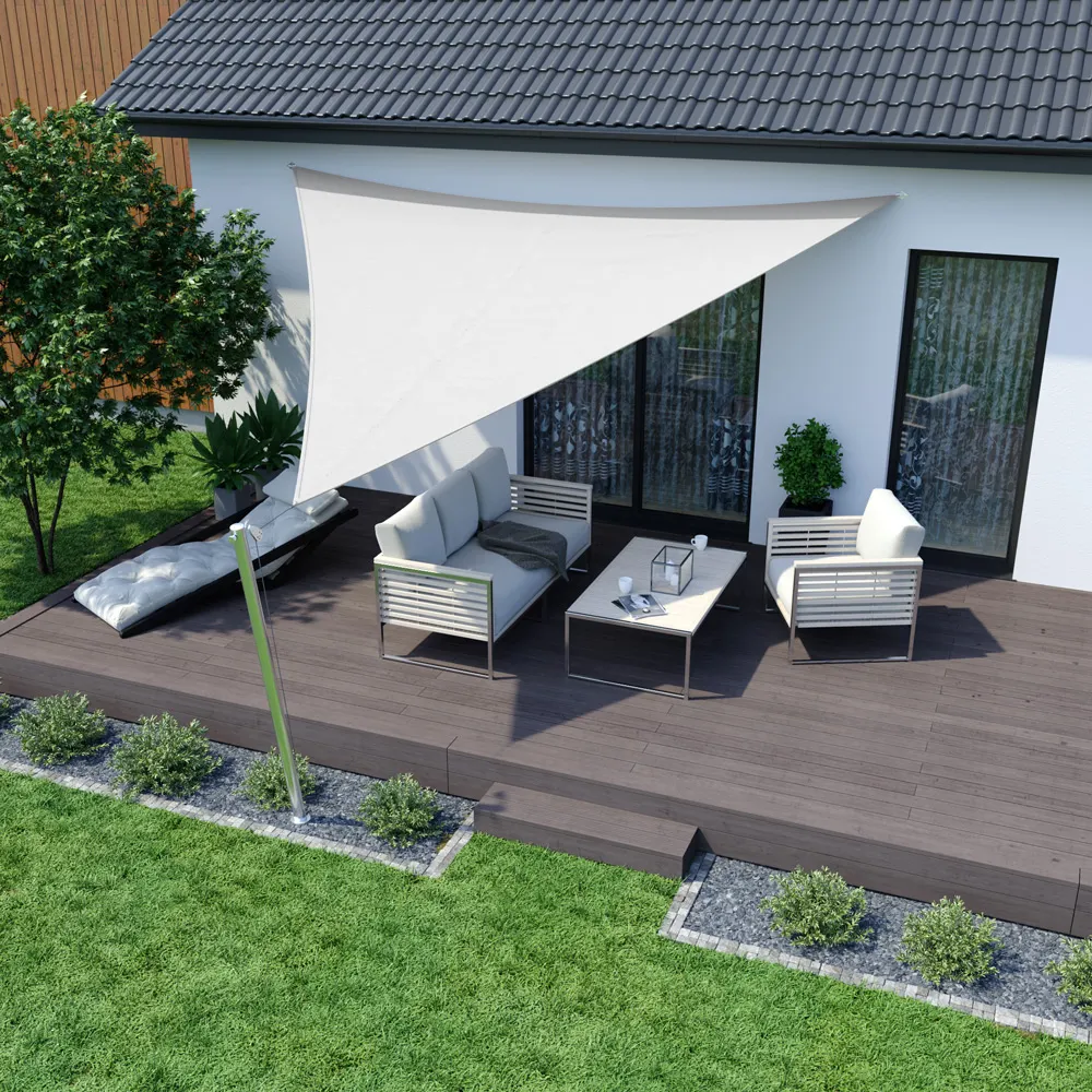 Sonnensegel - Polyester / wasserabweisend | 3,0 x 3,0 x 3,0 m, dreieckig, cremeweiß