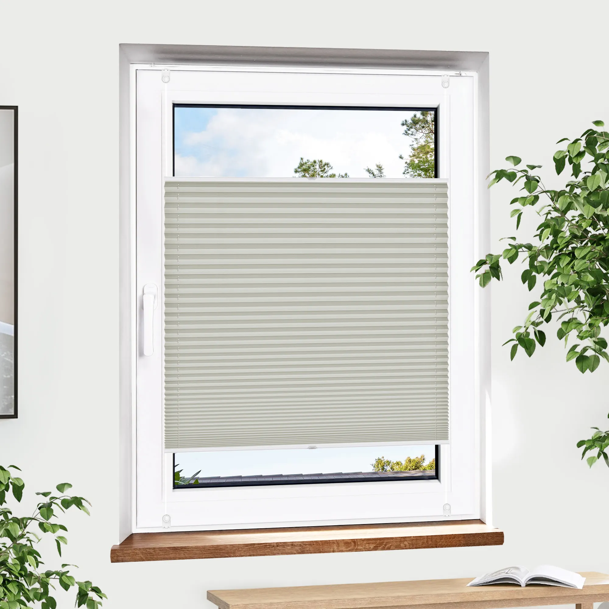 Cortina Plisada Pure | Premium, Poliestere 55 x 100 cm, gris