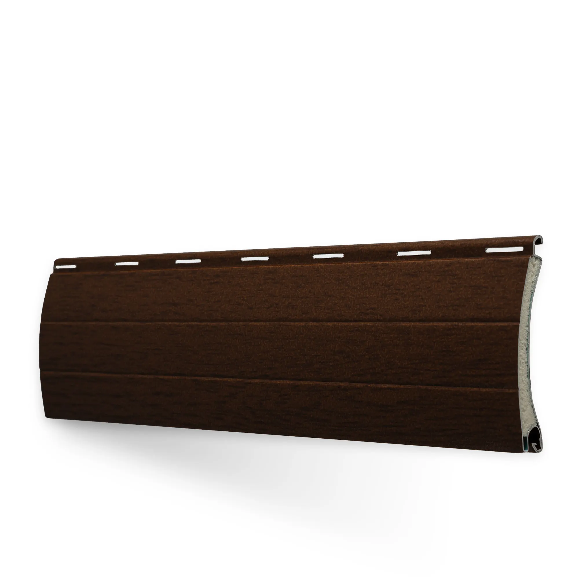 Échantillon lame pour tablier de volet roulant sur mesure | Aluminium / PA52 / 28 noyer
