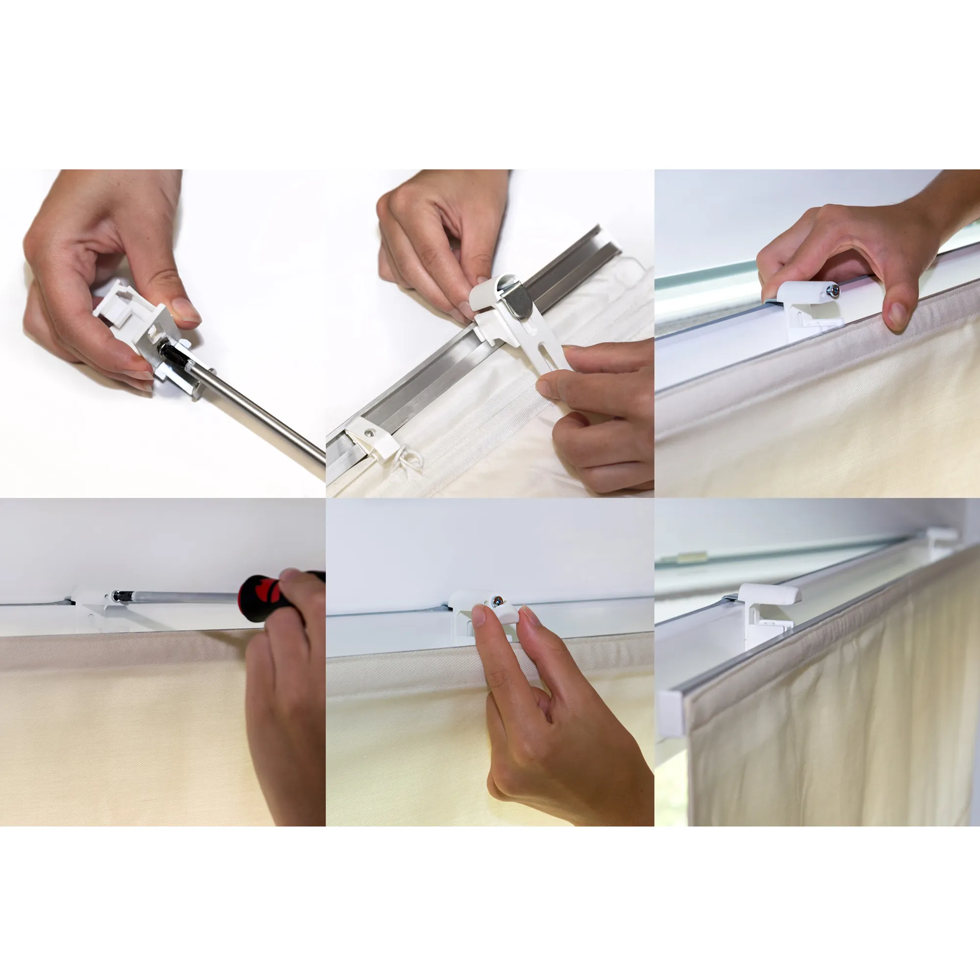 Montaggio di fermi per tende a rullo su una guida