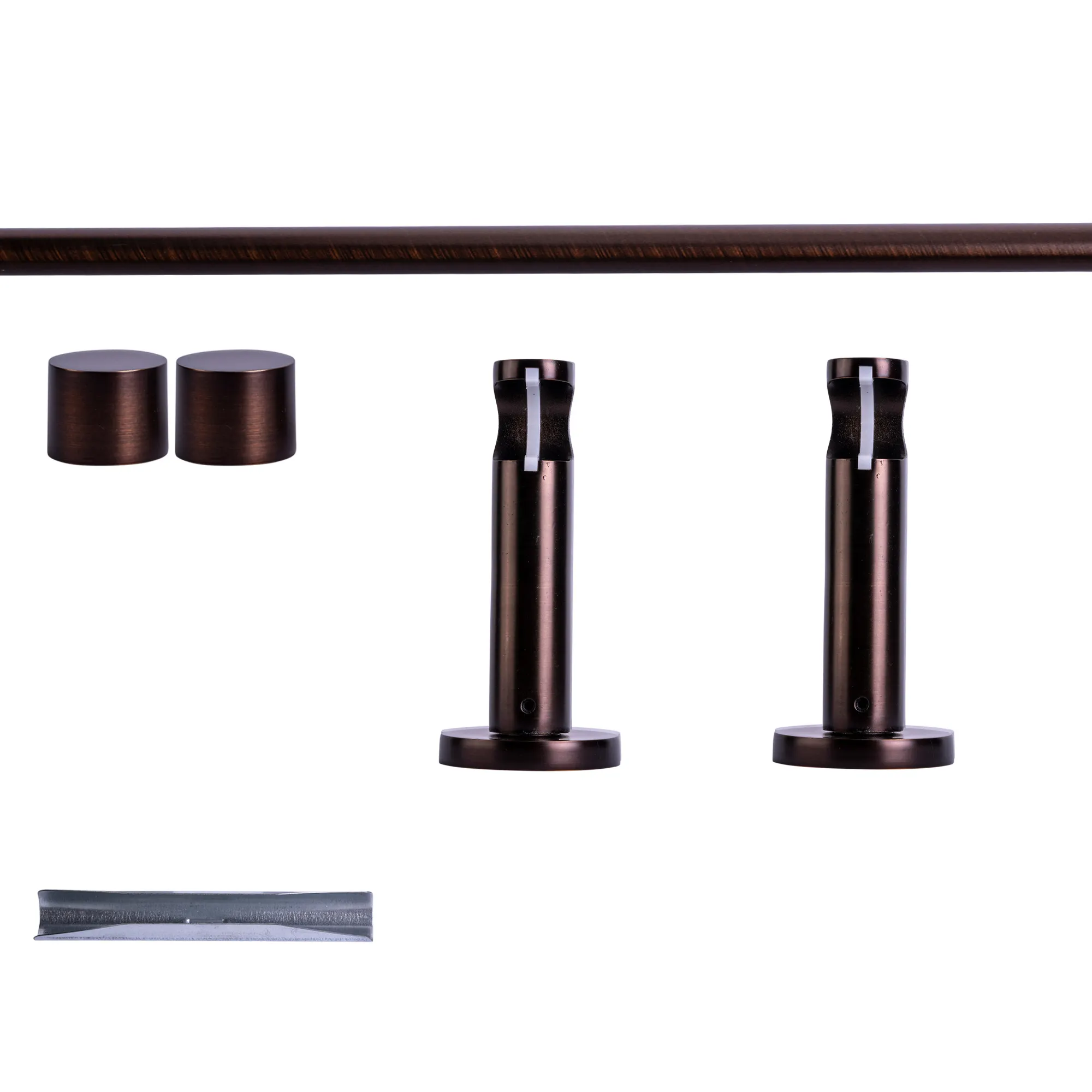 Zestaw karniszy | 1 szyna, ⌀ 19 mm, 120 cm, brązowo-czerwony + Uchwyt ścienny, Końcówka