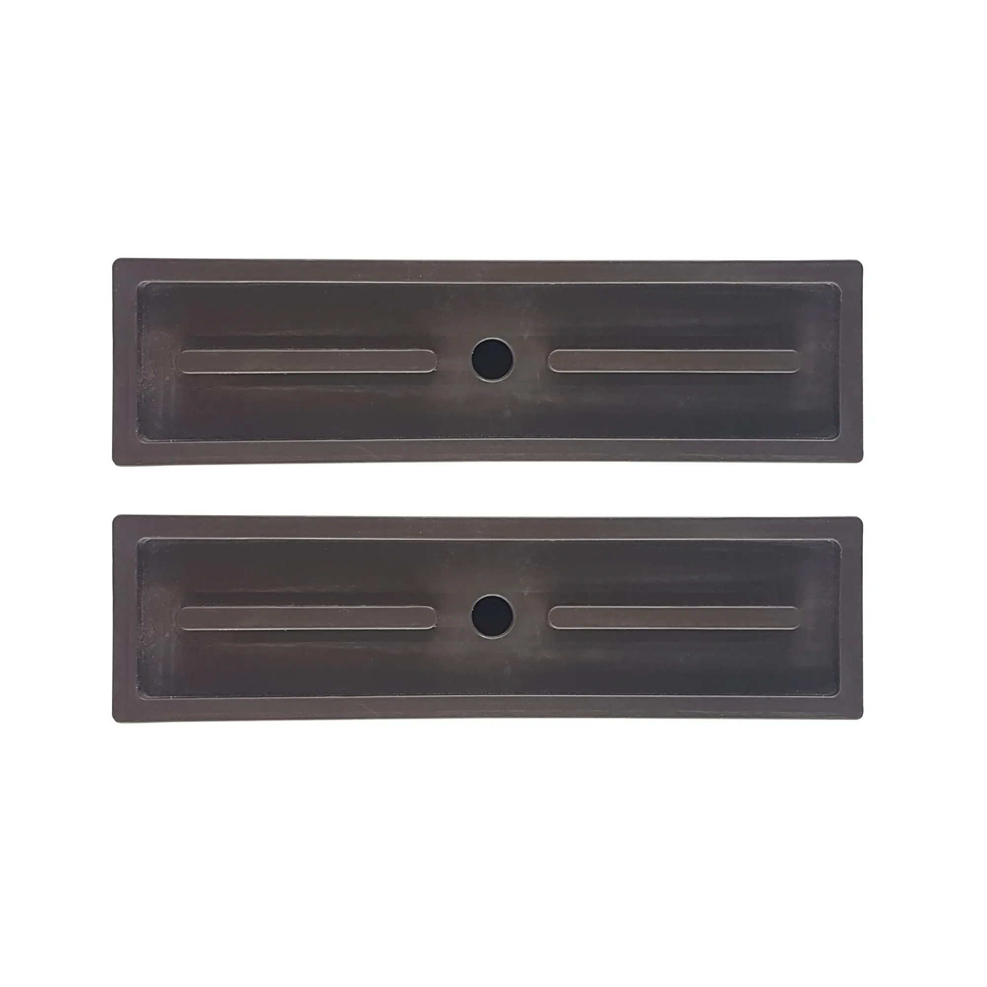 Due tappi rettangolari con foro centrale per guide di avvolgibili