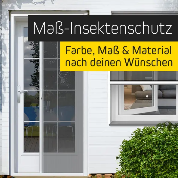 Maßgefertigter Insektenschutz an Tür und Fenster eines Hauses