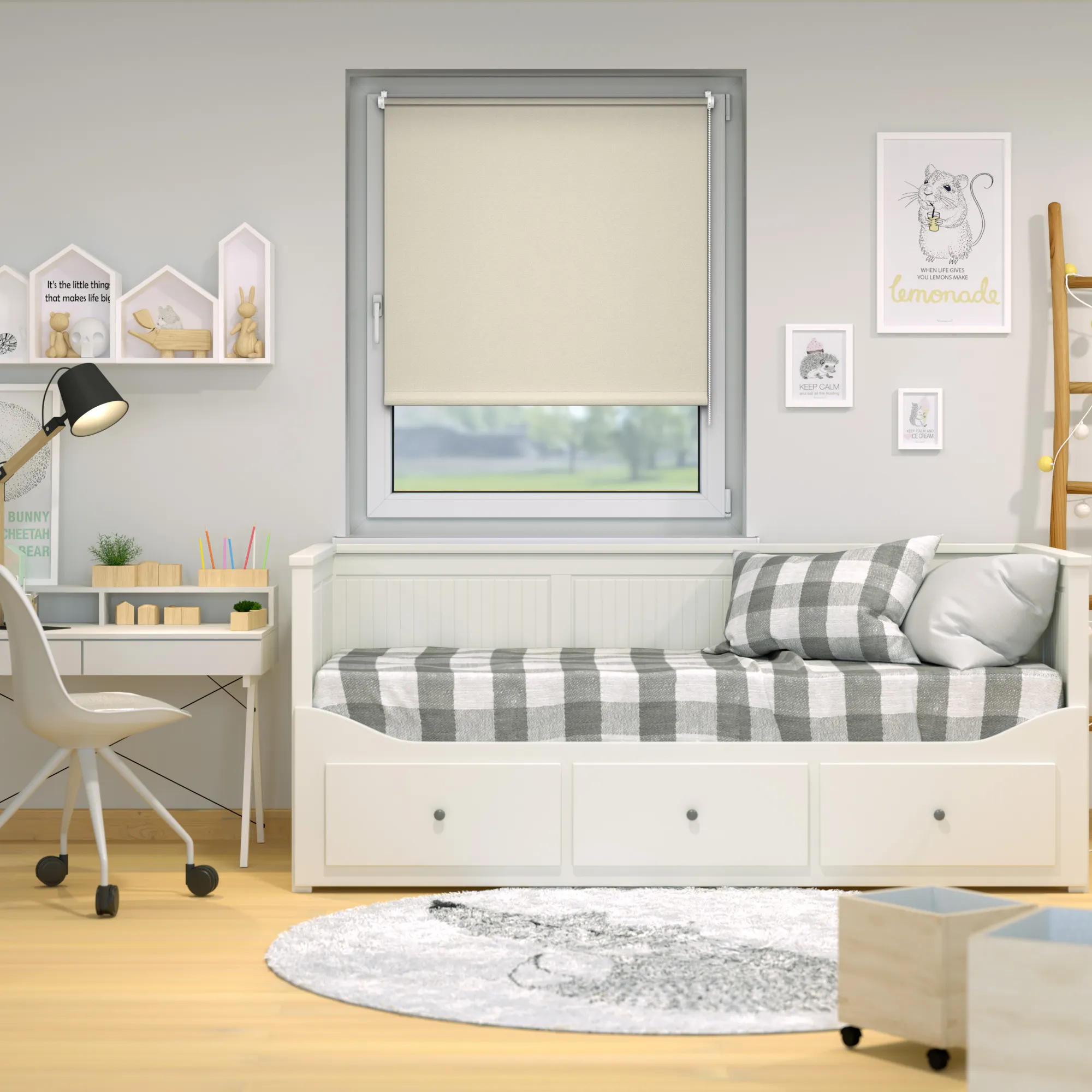 Roleta materiałowa zaciemniająca Tenebra Klemmfix | 35 x 160 cm, kremowobiały