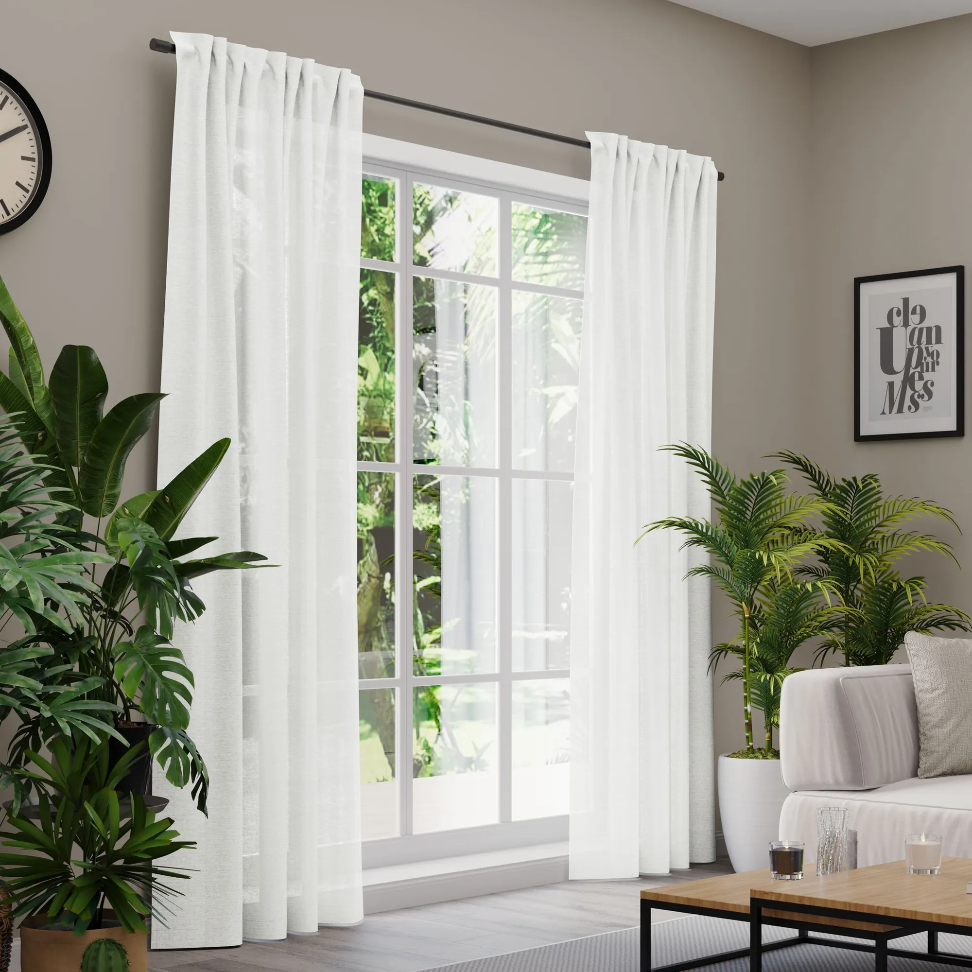 Premium Line Gardinen und Vorhänge | Eco Daily, halbtransparent, weiß