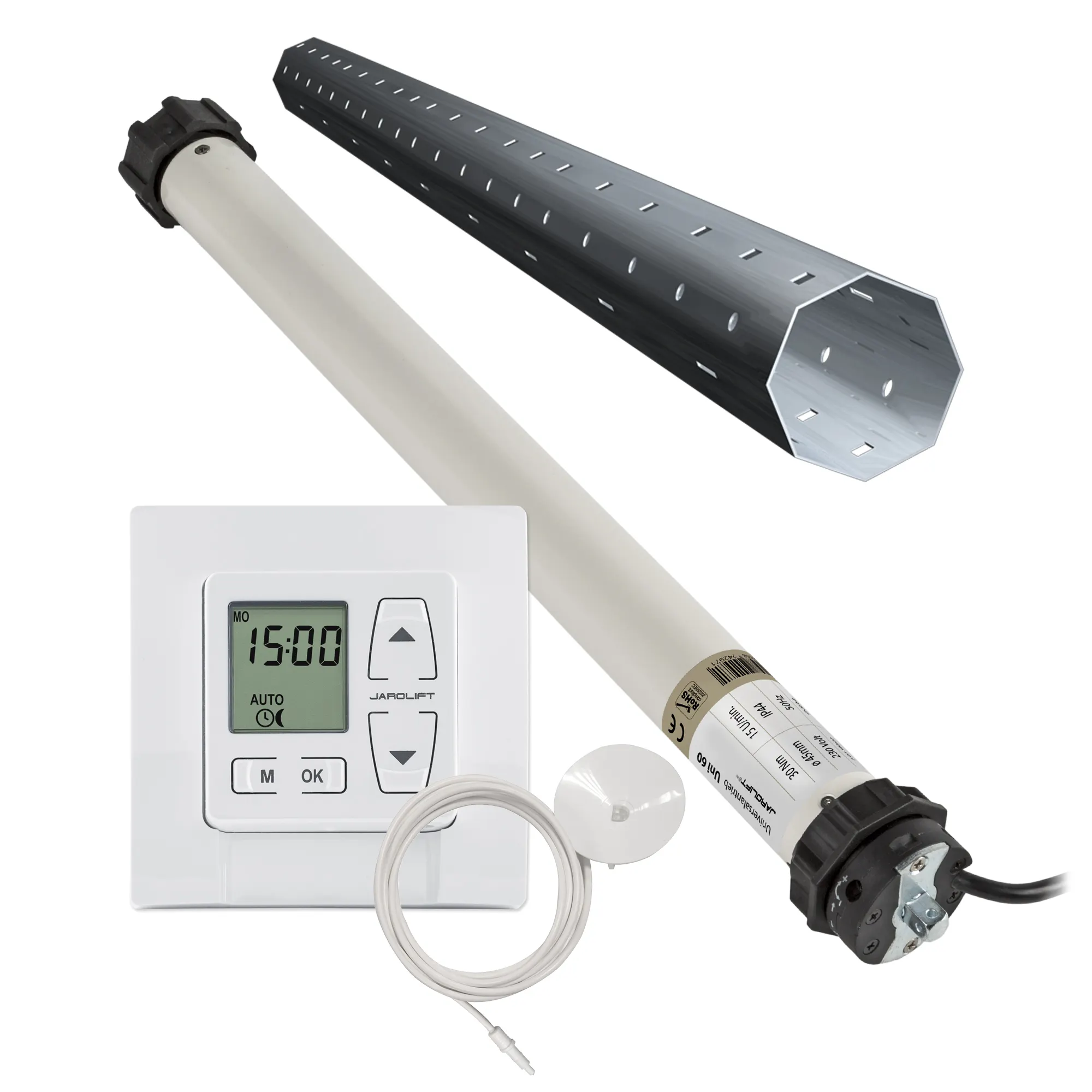 Moteur de volet roulant Universel | UNI60 (30 Nm / SW60) + Thor & Capteur + Kit tube neuf 3