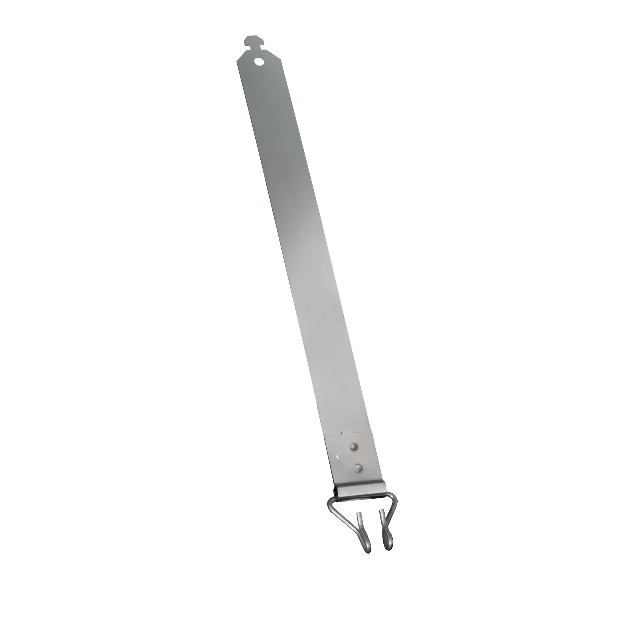 Diagramma di un gancio a nastro in acciaio con coda di rondine per avvolgibili in legno