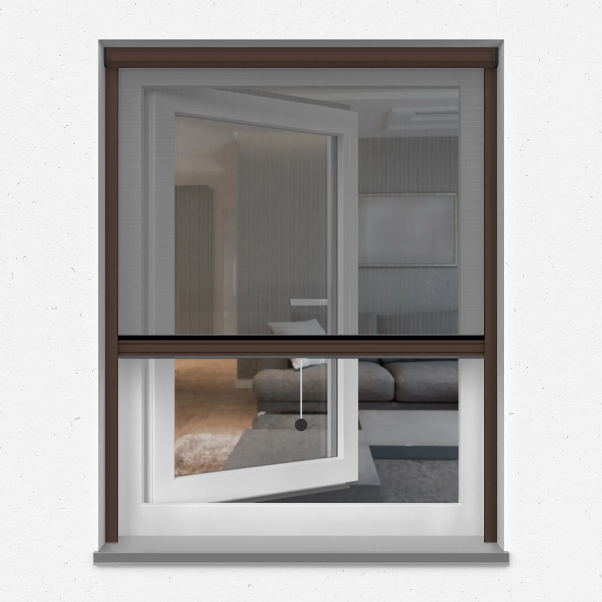 Moustiquaire enroulable verticale 4 en 1 Zanzara | Cadre en aluminium, 160 x 180 cm, brun