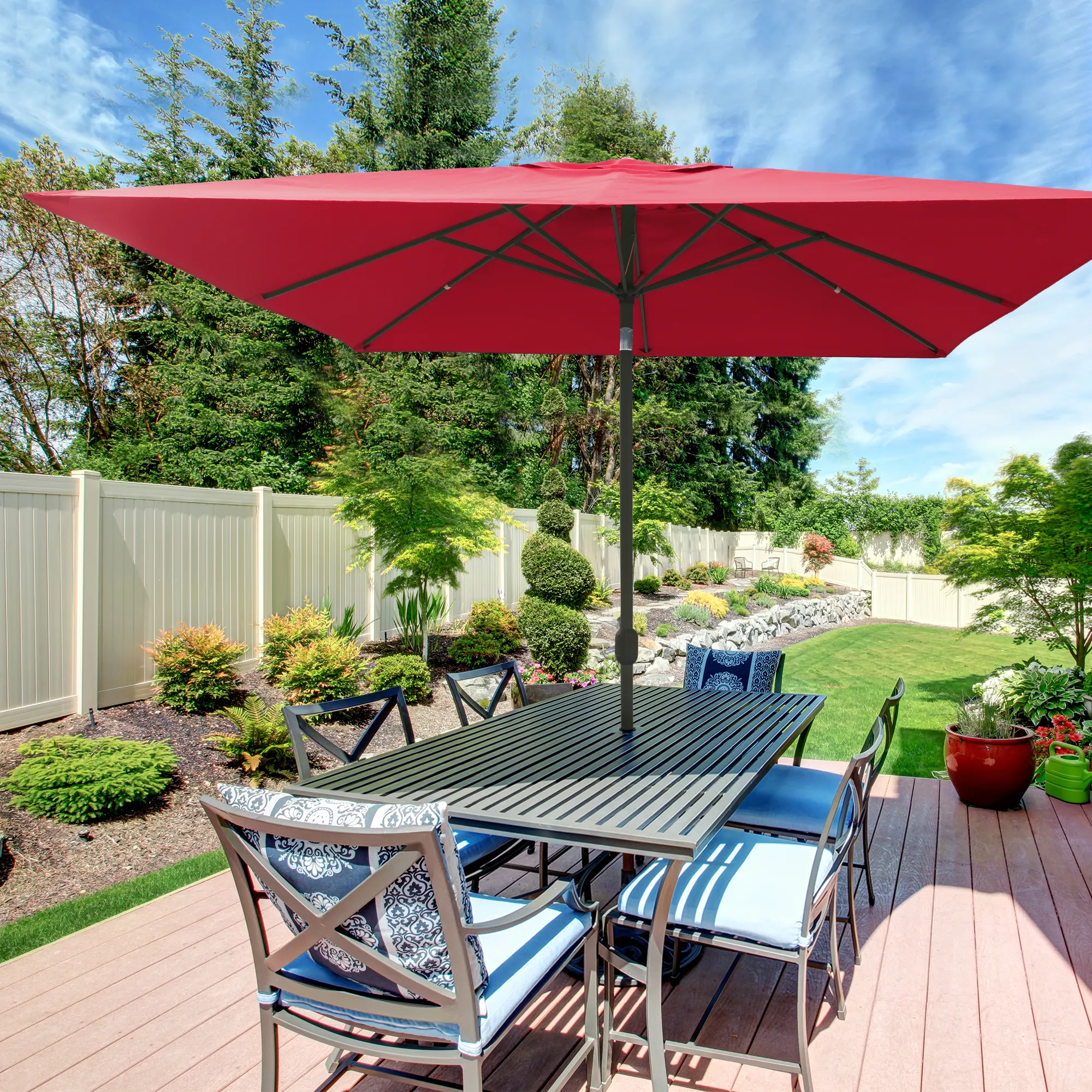 Parasol interpara carré | 3 x 3 m, bordeaux / armature : anthracite