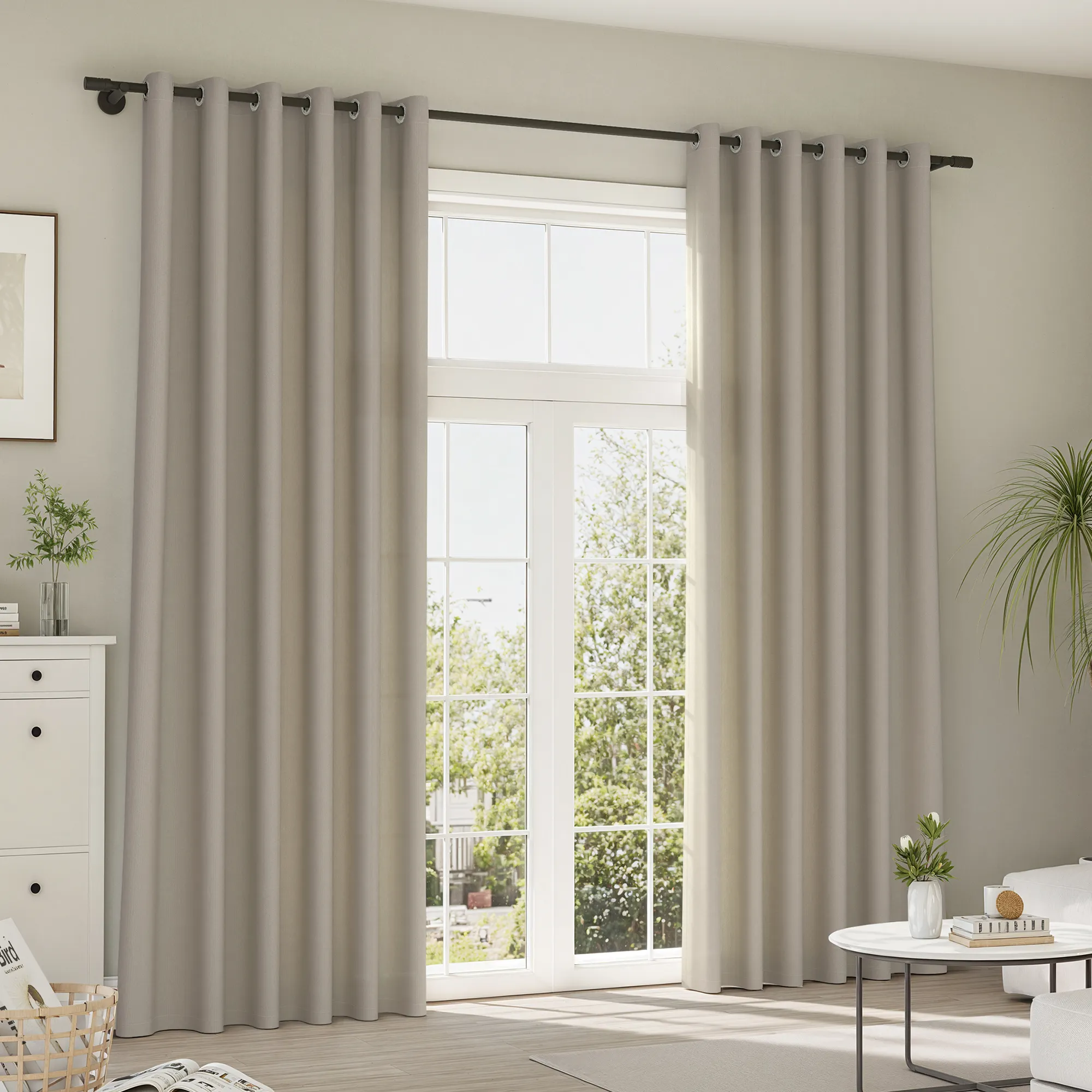 Pure Line Gardinen und Vorhänge | Samt, verdunkelnd, taupe
