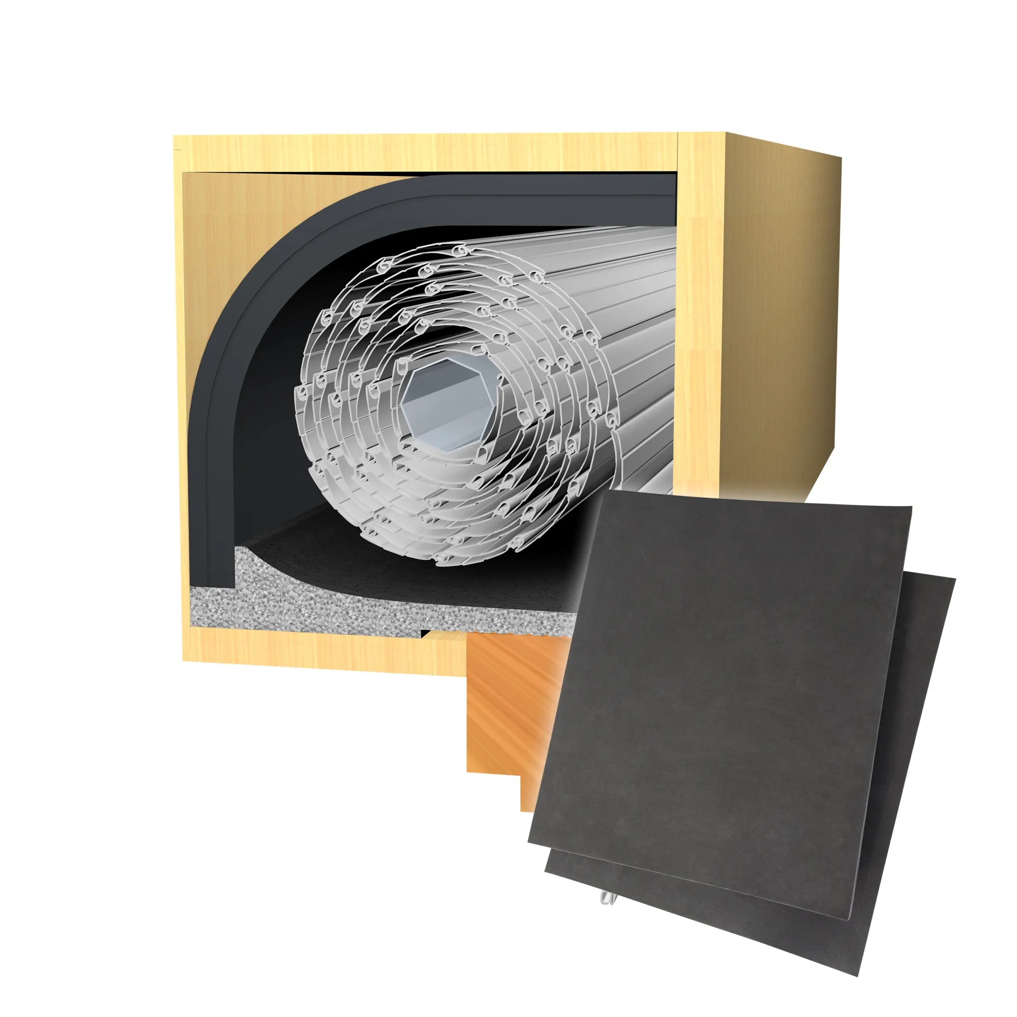 Energiespar Rollladendämmung | 38 mm / 100 x 50 cm + Deckeldämmung 100 x 24 cm + Seitenteil-Dämmung