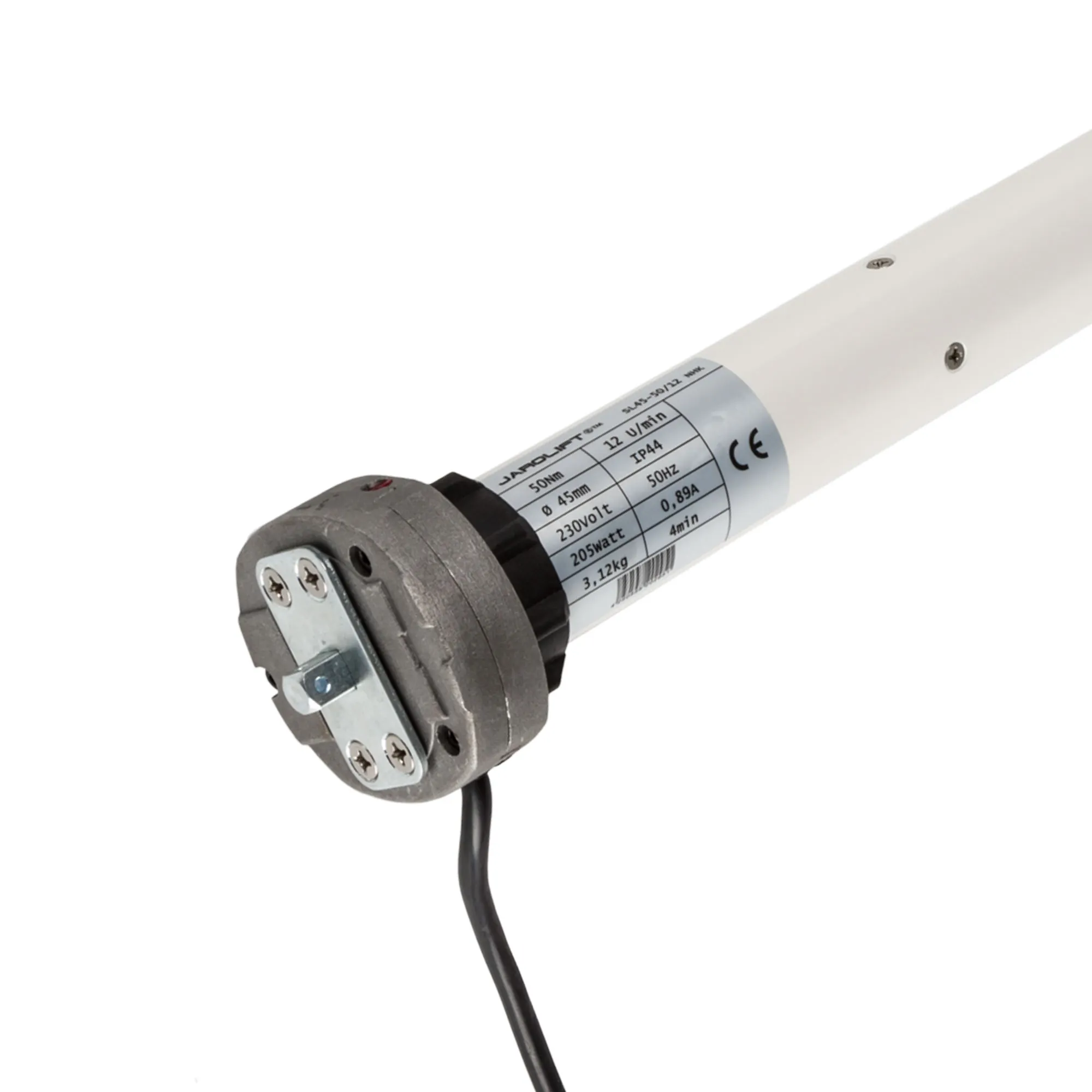 Motore per tapparelle con cavo e etichetta per specifiche tecniche