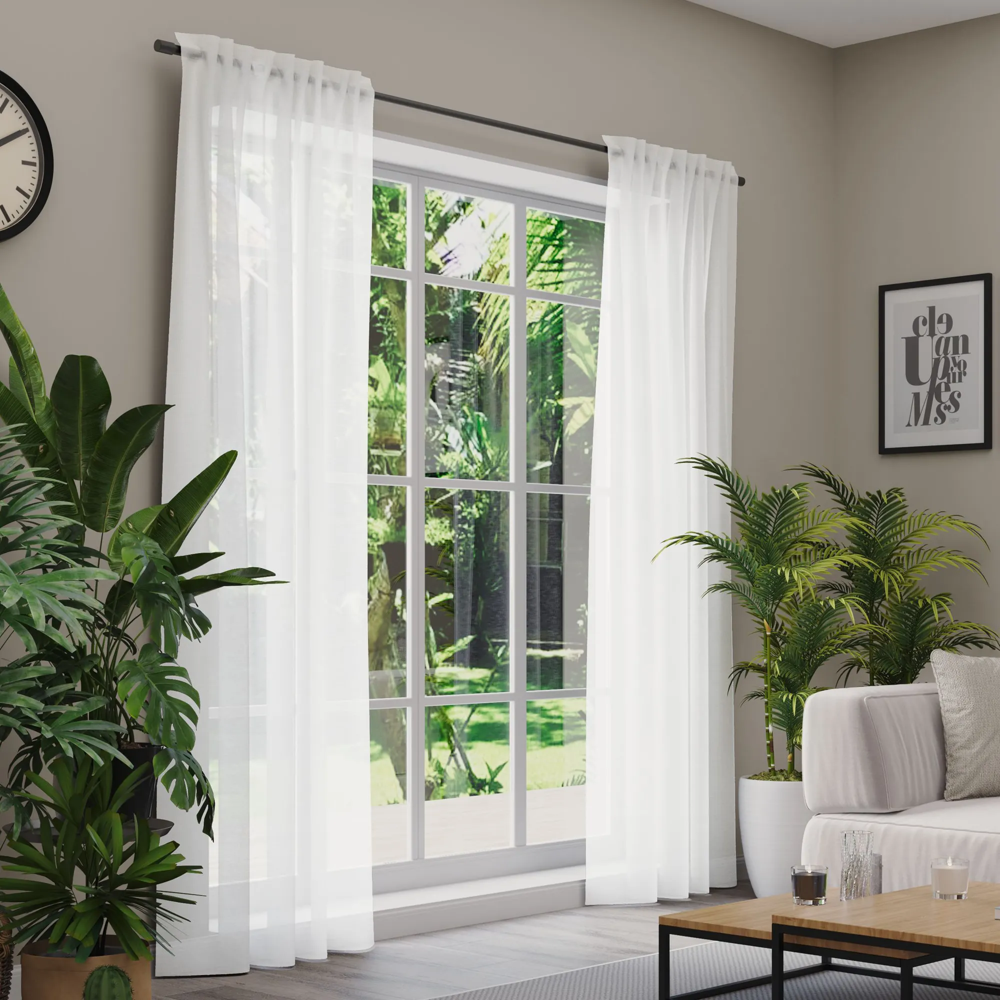 Premium Line Gardinen und Vorhänge | Classic, halbtransparent, weiß 