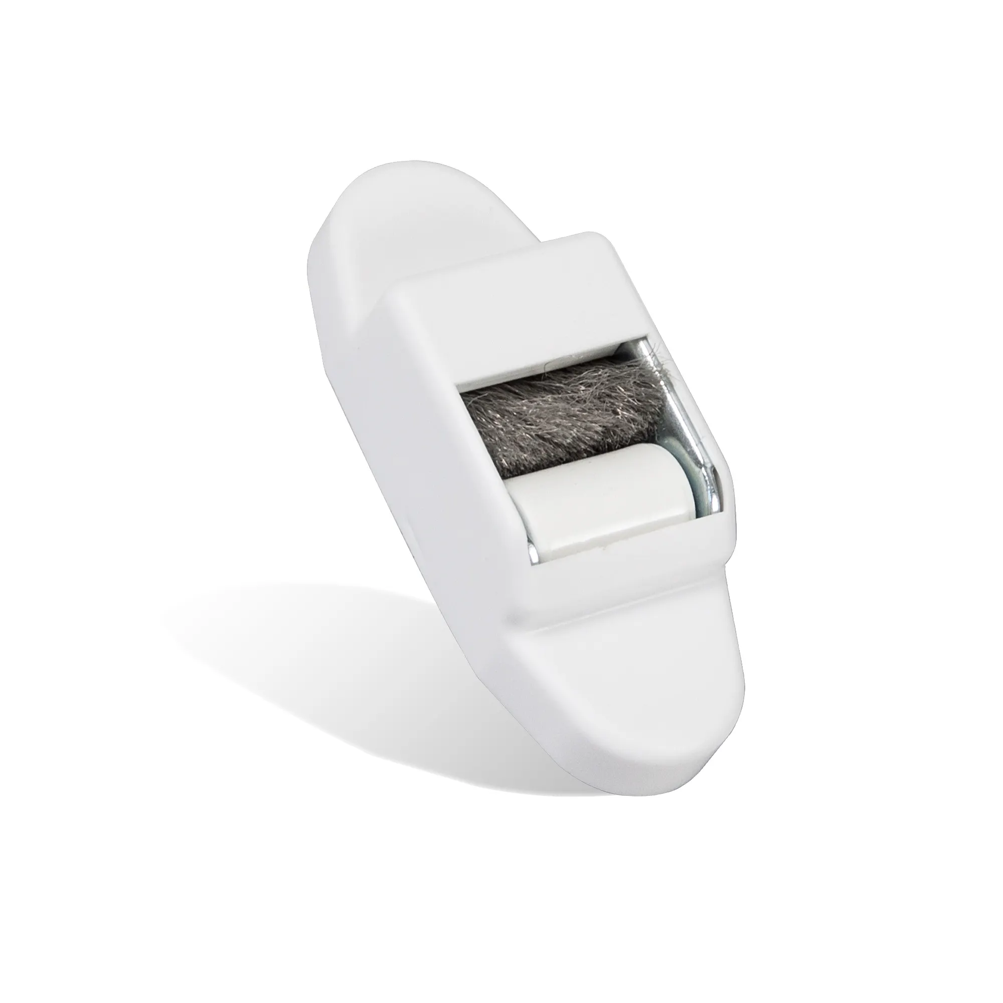 Mini rodillo guía de cinta para persiana incl. burlete de cepillo | blanco