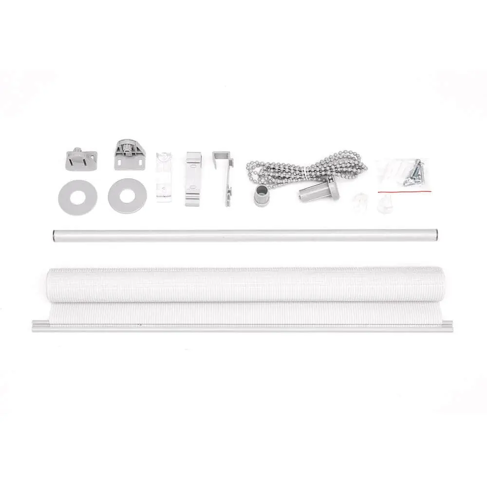 Klemmfix Doppelrollo mit Zubehörteilen zur Montage, inklusive Kette und Halterungen