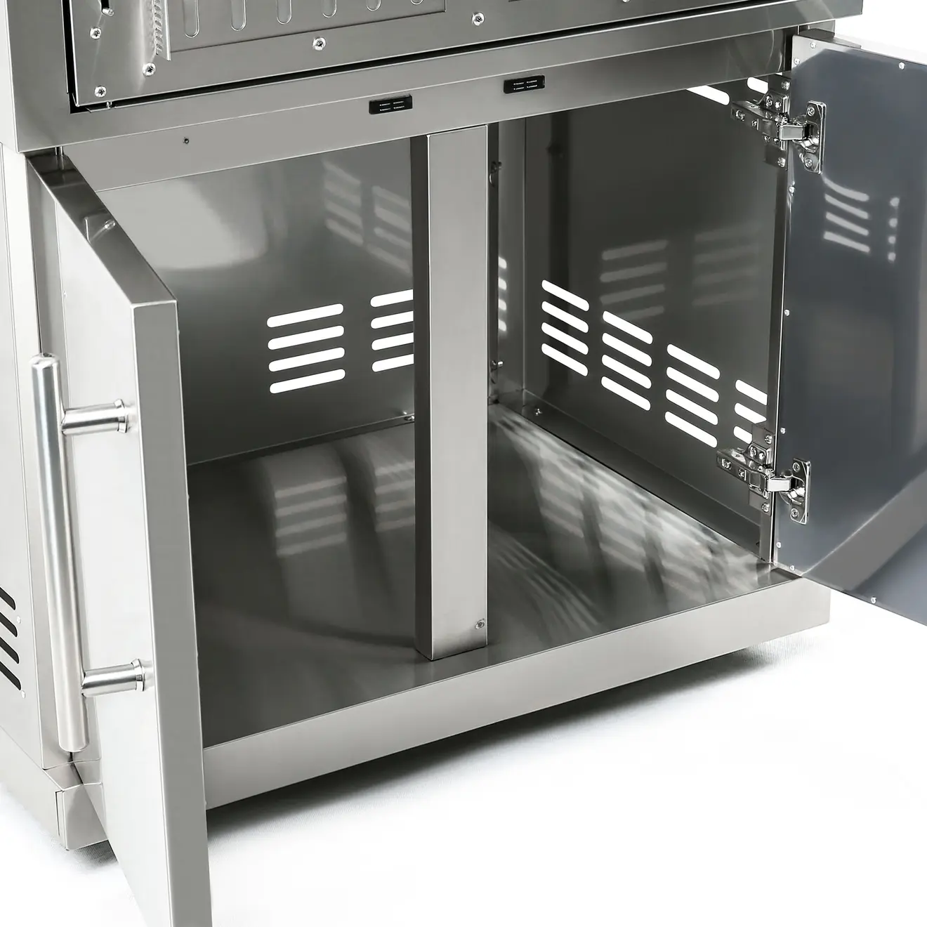 Stauraum Detailbild vom Edelstahl-Erweiterungsmodul Holzkohlegrill