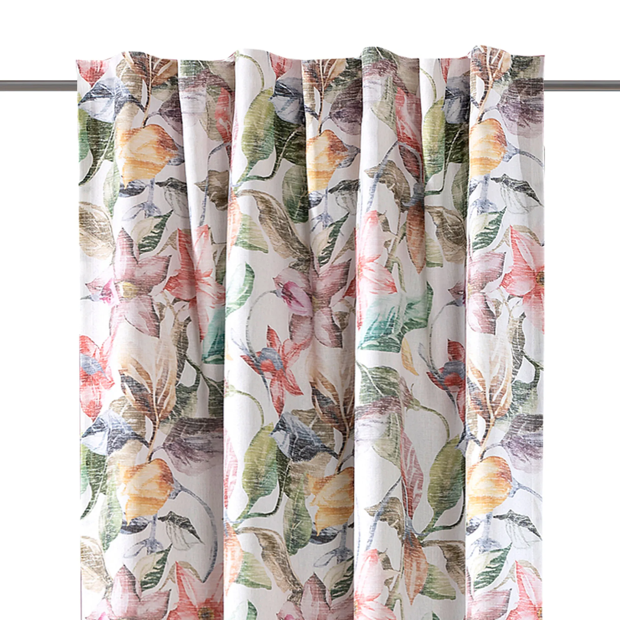 Tenda con nastro a occhiello e motivo floreale, decorativa e funzionale