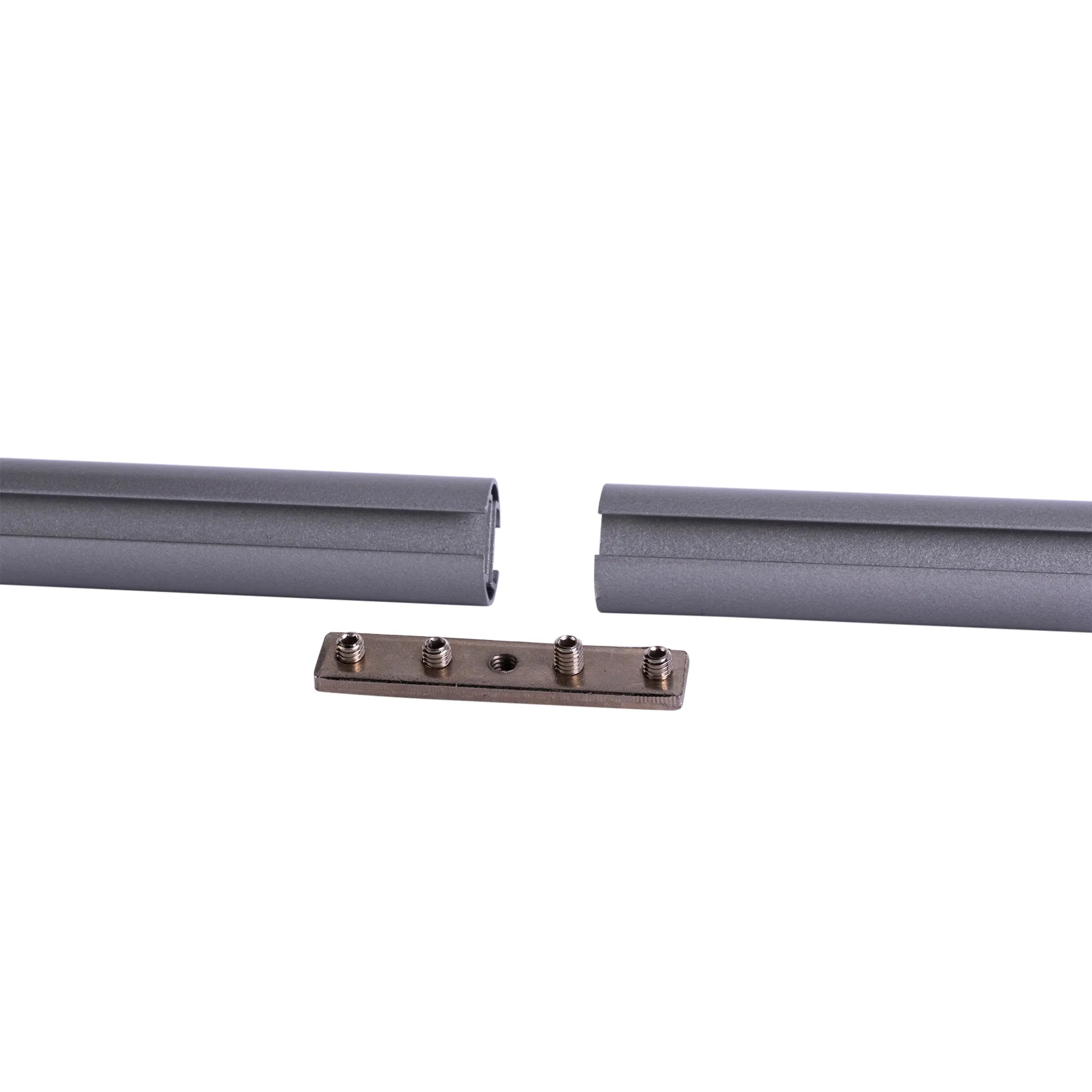 Disegno tecnico di un terminale per bastone per tende con misure e struttura a scanalature