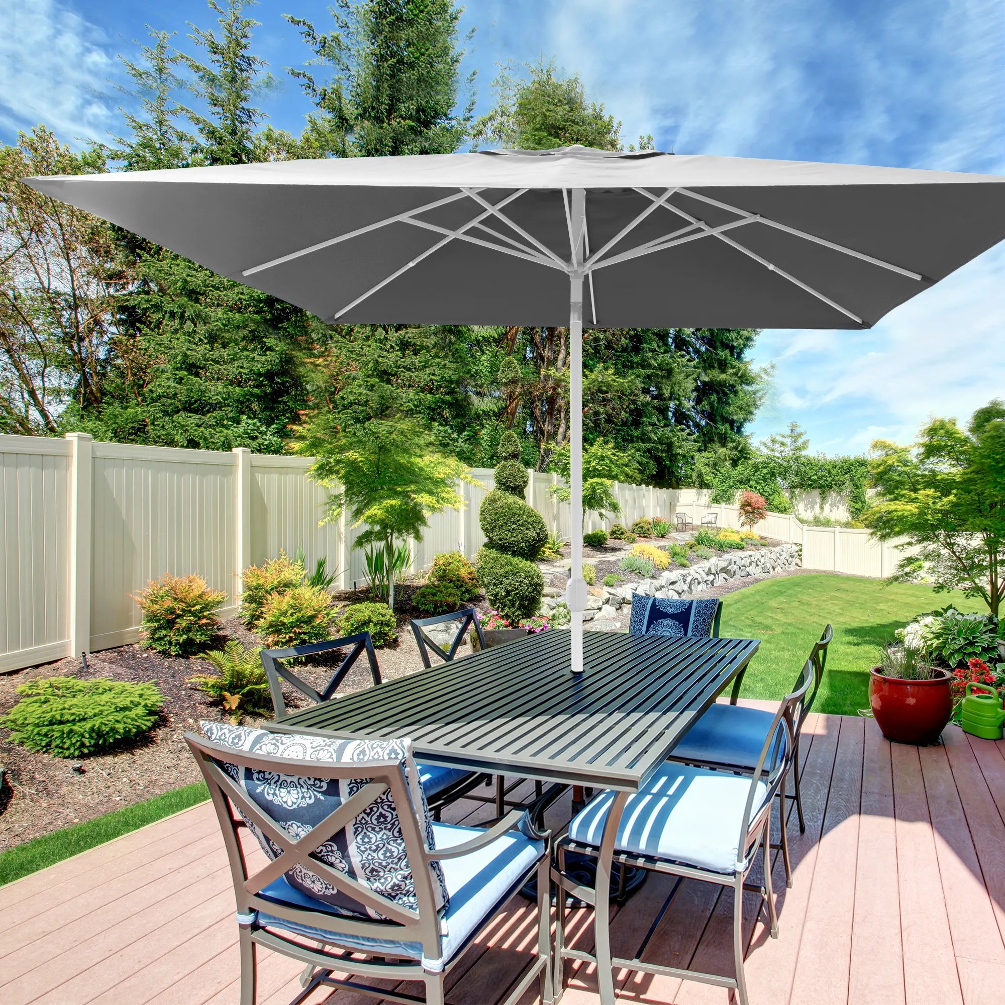 Parasol interpara carré | 3 x 3 m, gris / armature : blanc
