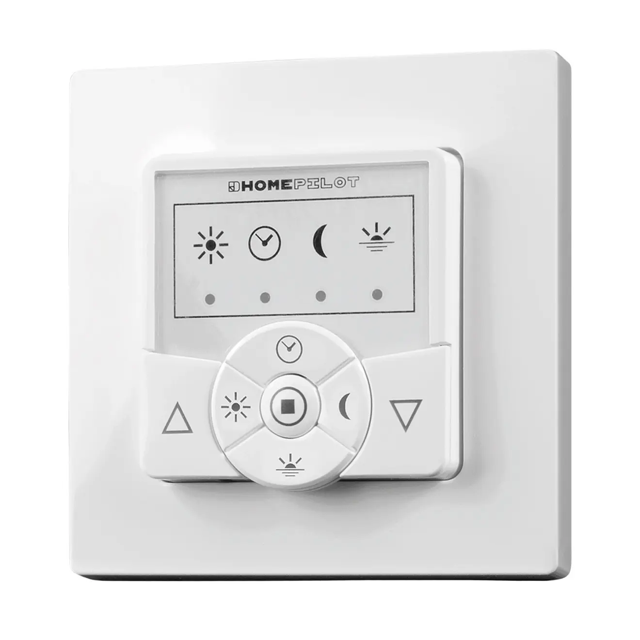 Zeitschaltuhr mit Tasten und Symbolen für Tageszeiten und Einstellungen