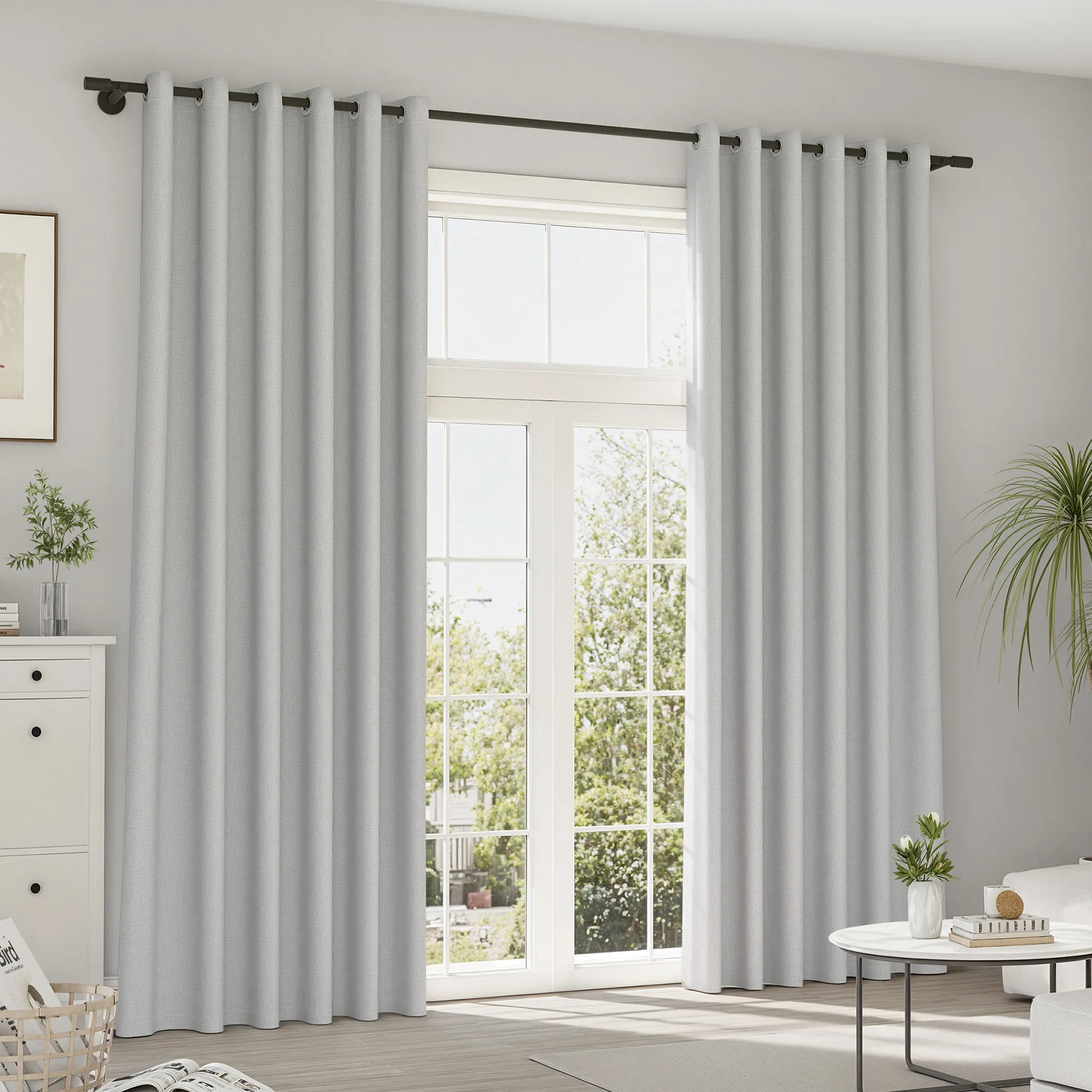 Cortinas y Visillos Pure | Structur, oscurecimiento total, gris claro