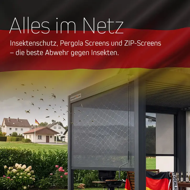Alles im Netz. Insektenschutz, Pergola Screens und ZIP-Screens – die beste Abwehr gegen Insekten.