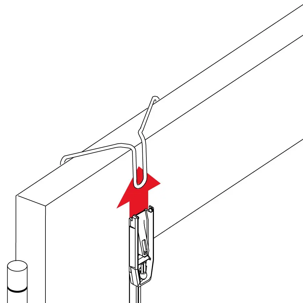 Diagramm eines Slim Klemmhalters für Cosiflor Plissees, zeigt Montage an Fensterrahmen