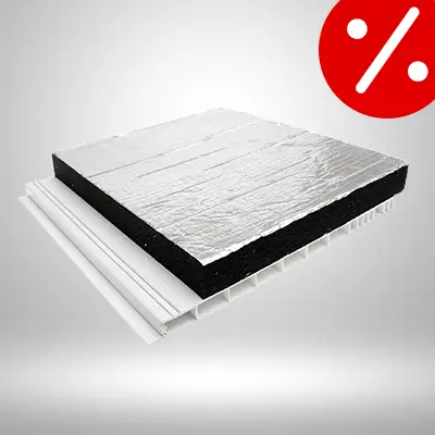 Rollladenzubehör auf grauem Hintergrund.