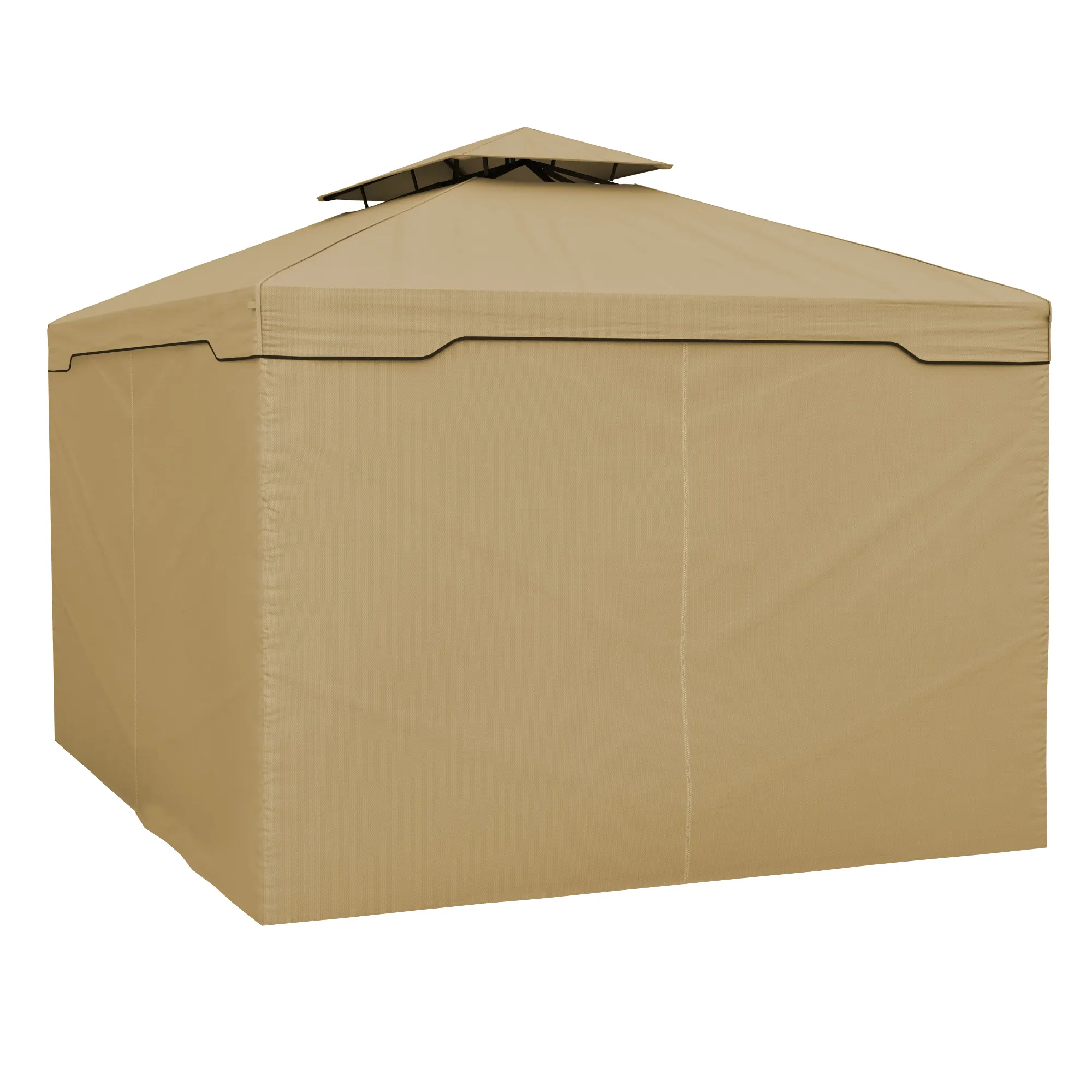 Seitenwand für Deluxe Gartenpavillon | Wand, beige-kaffebraun, 4 Stück