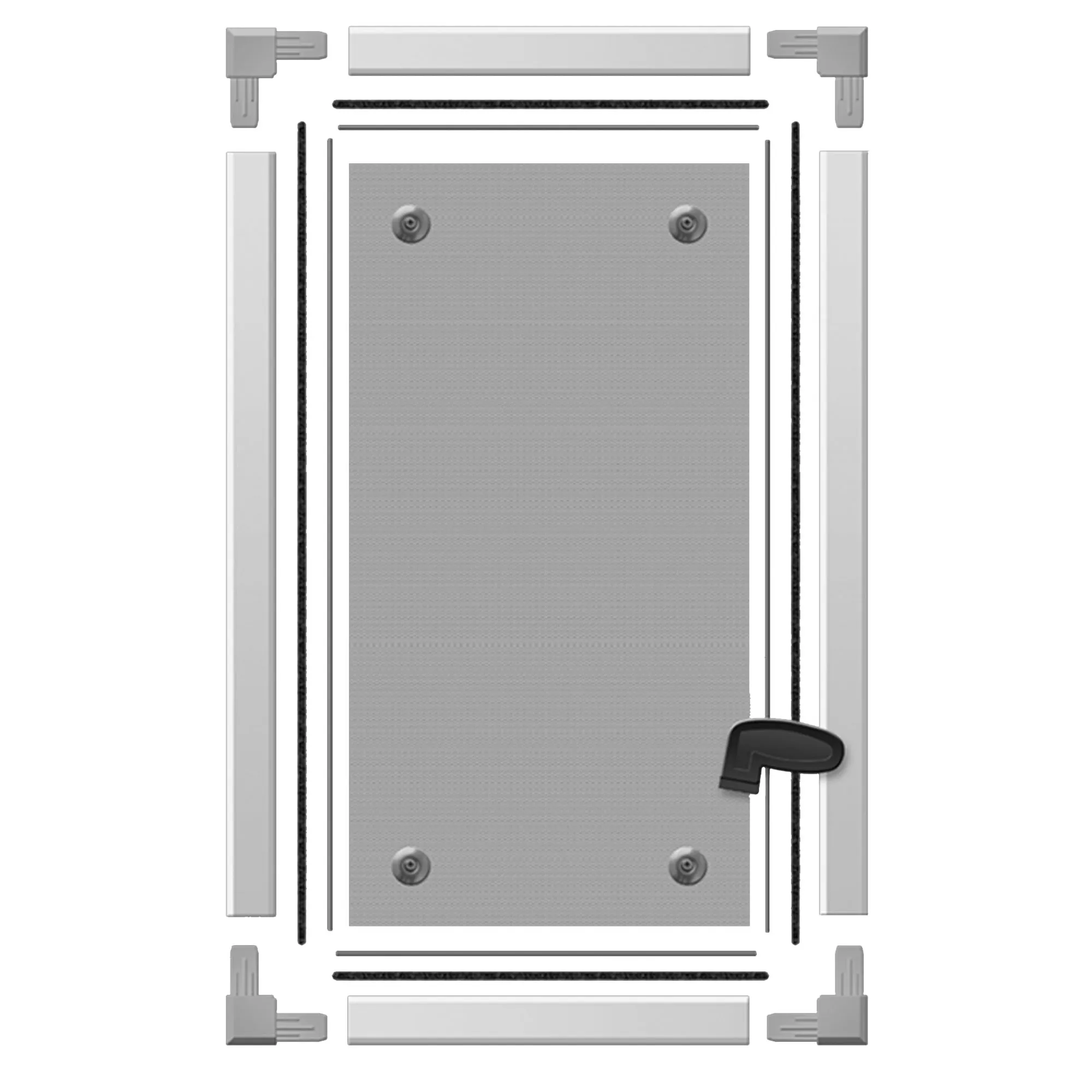 Copertura per pozzetto con telaio in alluminio e elementi di fissaggio per montaggio