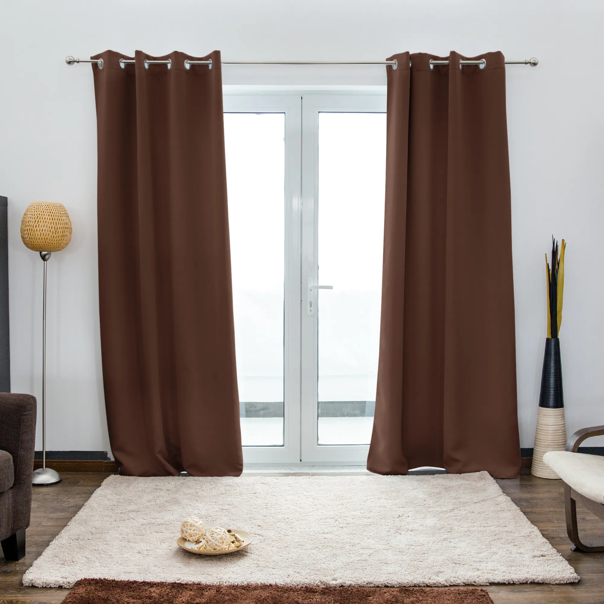 Zasłona na przelotkach AURORA | zaciemniająca, 140 x 245 cm, brązowy, 2 sztuki
