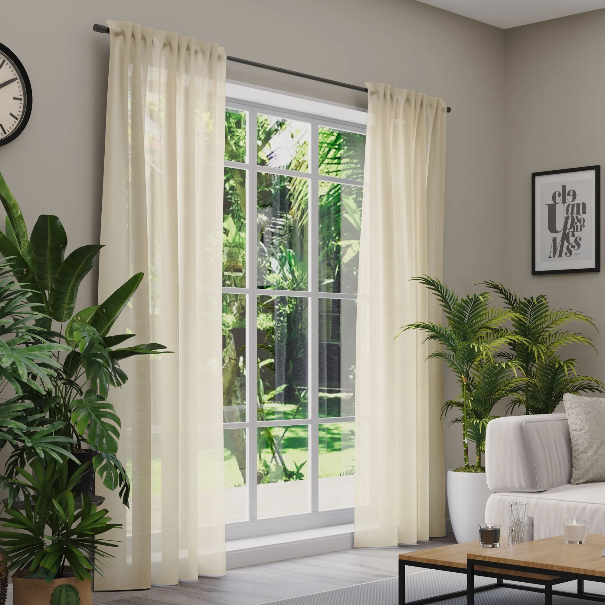 Premium Line Gardinen und Vorhänge | Classic, halbtransparent, elfenbein