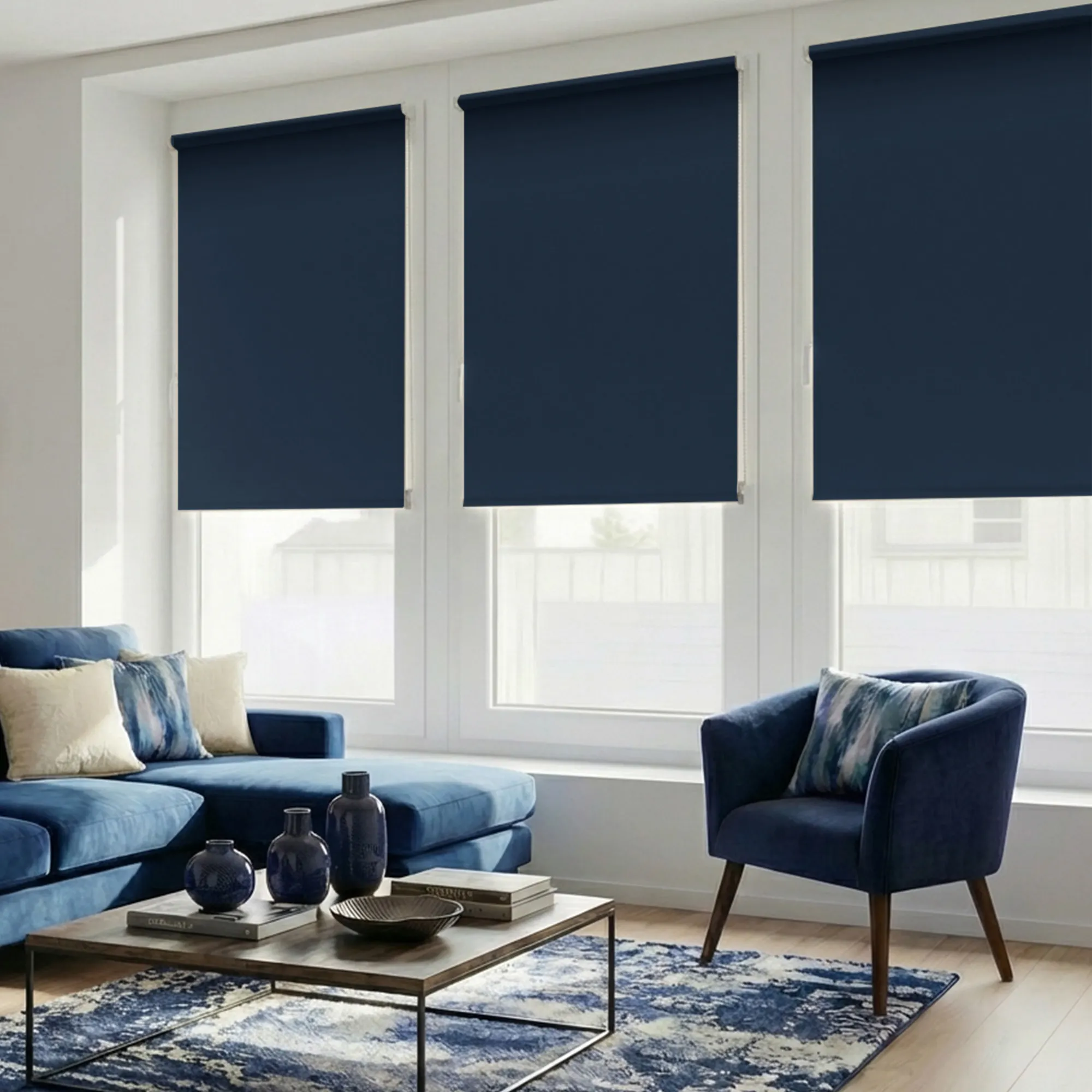 Tenda a rullo oscurante Tenebra Klemmfix | 65 x 160 cm, blu scuro