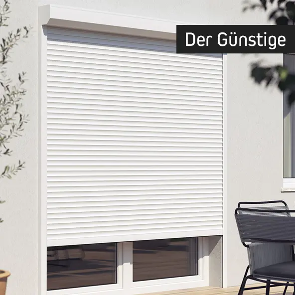 Außenrollladen vor einem Fenster, Vorbau-Design, geeignet für maßgeschneiderte Installationen