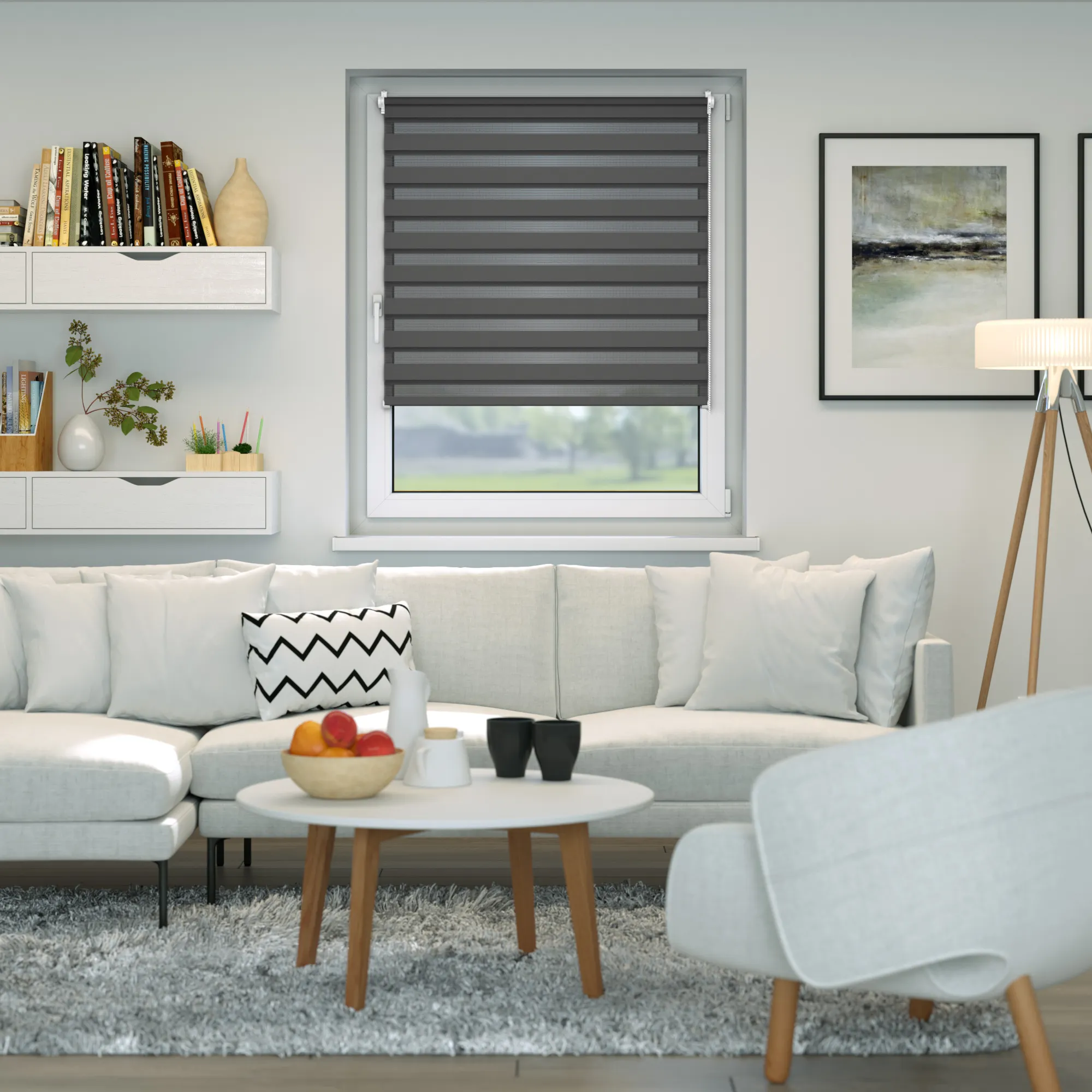 Store enrouleur jour nuit Zevra | 70 x 160 cm, gris foncé