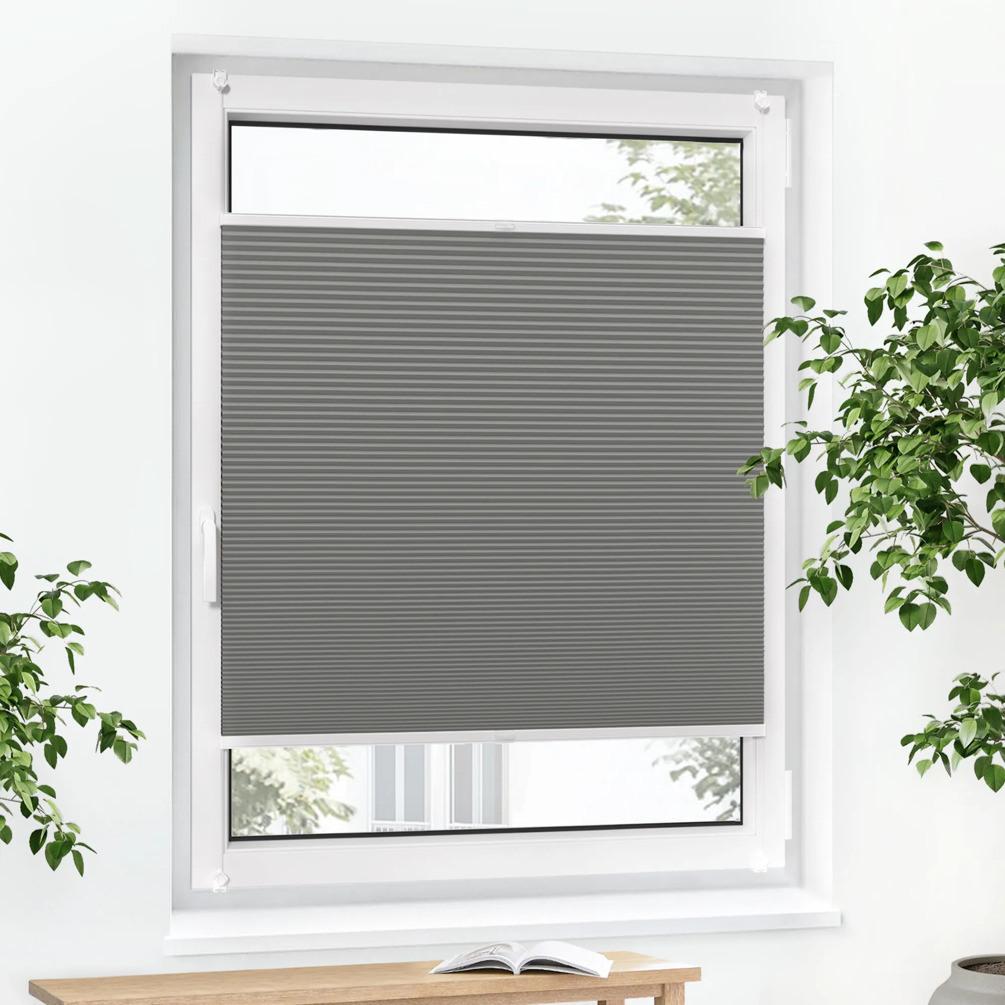 Cortina Plisada Pure Nido de Abeja | Opaco, 45 x 120 cm, gris