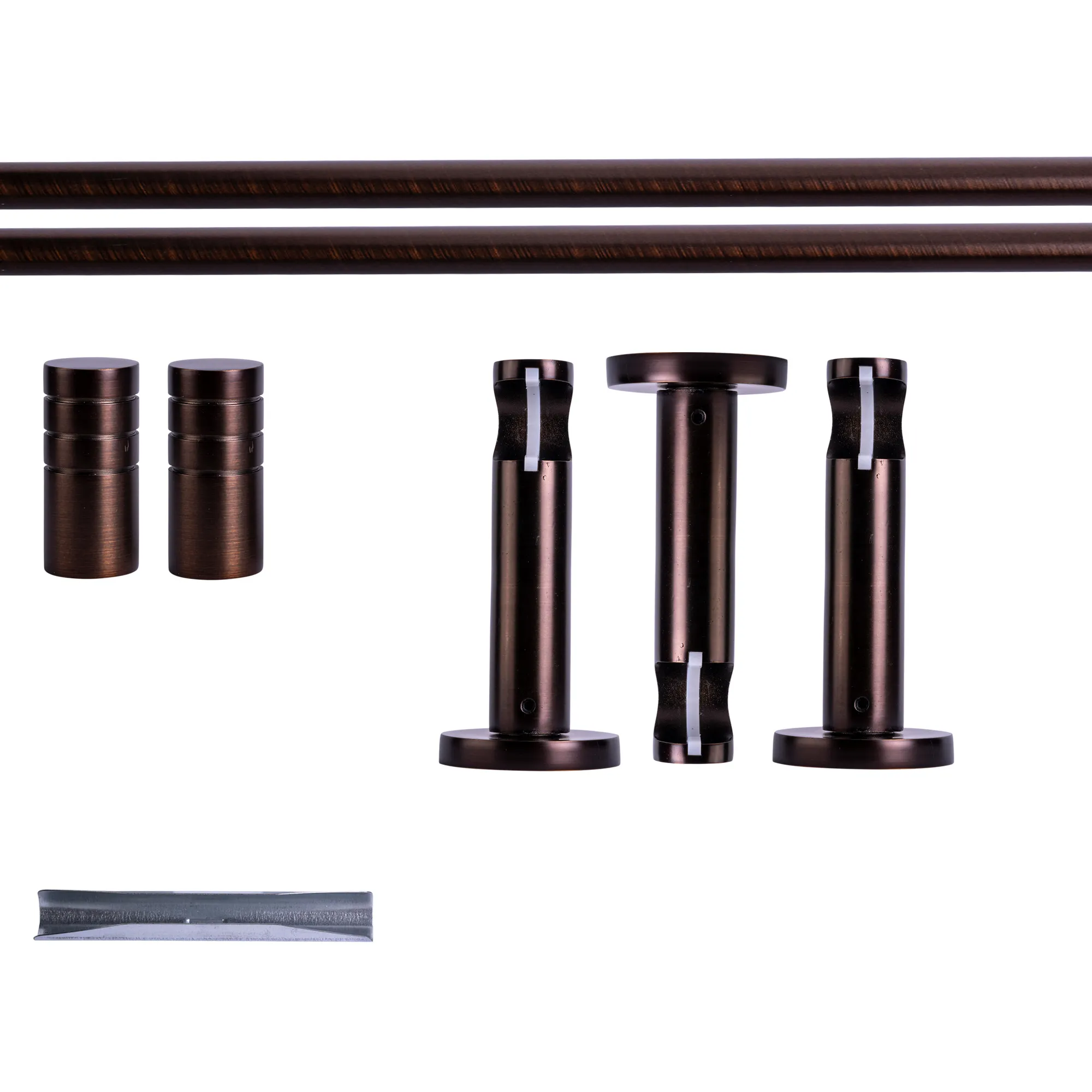 Zestaw karniszy | 1 szyna, ⌀ 19 mm, 280 cm, brązowo-czerwony + Uchwyt ścienny, Końcówka żłobkowana