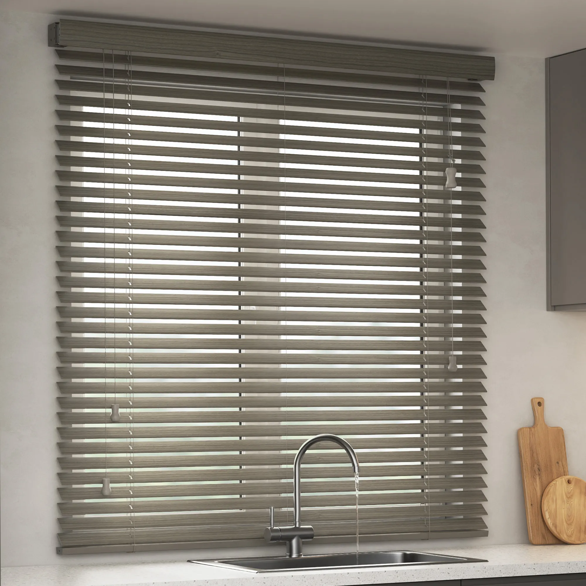 KAYA Jalousie in Holzoptik 35 mm | 70 x 130 cm, holzdunkel strukturiert