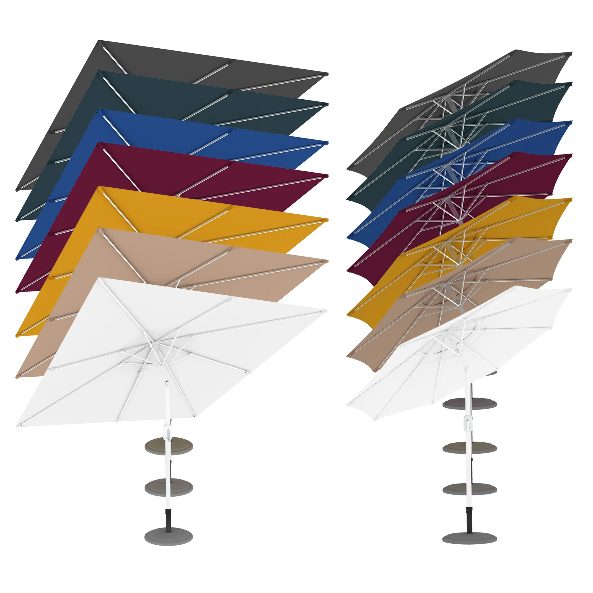 Parasol interpara | 3,5 m, rond, crème | armature, argenté